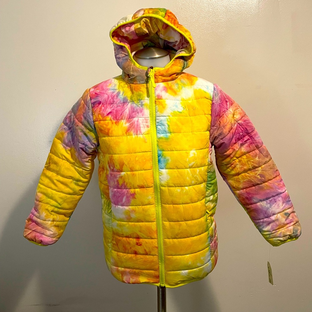 NWT Alexa Rae multi color puffer jacket girls size small 8/10